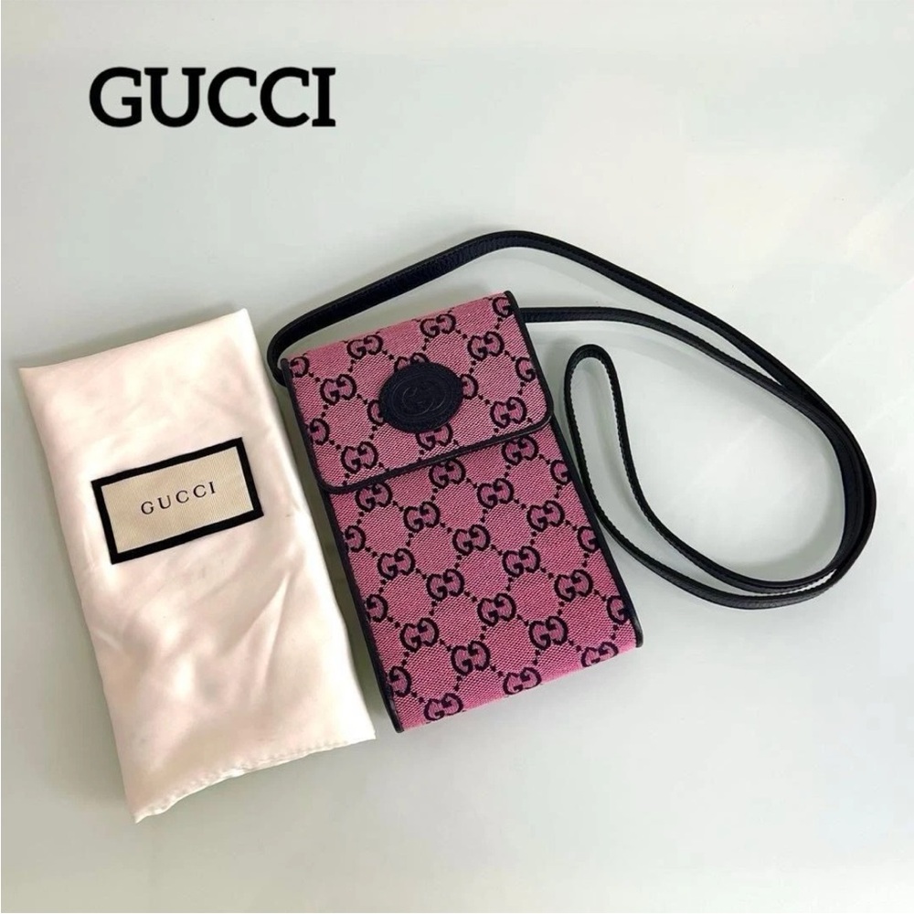 Gucci Pink and Black Logo Mini Crossbody
